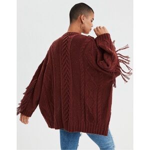 American Eagle Fringe Open Front Cardigan Size XS/S